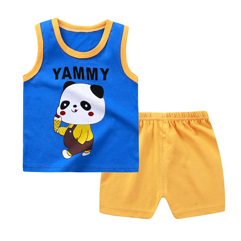 Children's Cotton Pullover Sets - Summer Boys' And Girls' Sleeveless T-shirts And Shorts Sets