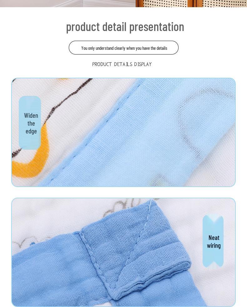 Хлопковое полотенце для новорожденных высокой плотности - Шестислойная марля, Принт, для младенцев и детей