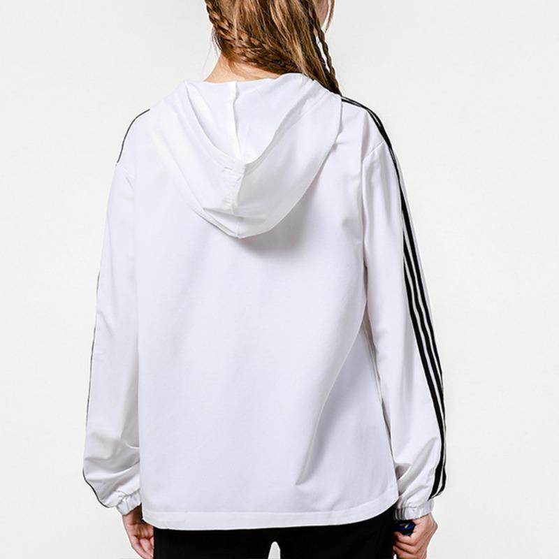 adidas Neo Training Sports Полосатая свободная куртка с капюшоном Женские куртки Белые H36745