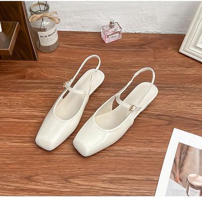 Cowhide Edition~ Французская коллекция весны 2025 года, новые босоножки Backspace Temperament Baotou, женские туфли Grape Mom French Square Head Single