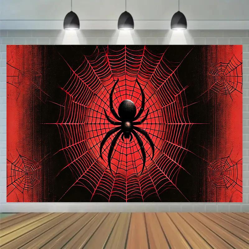 Multifunctional Red Spider Web Background Cloth 7x5 Feet - Polyester Fiber, No Power Requiredzyc
