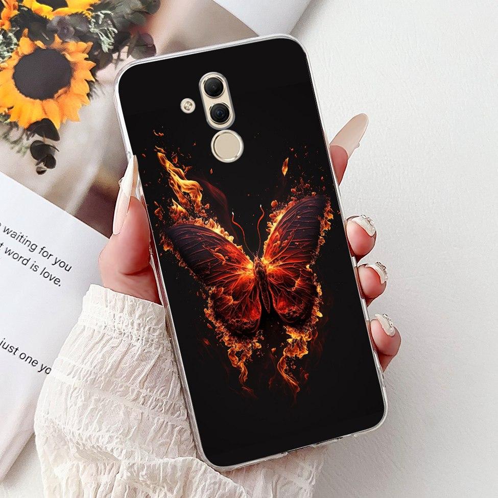 Clear For Huawei Mate 20Lite SNE-LX3 INE-LX2 Back Cover For Huawei Mate 20 Lite Case Cute Cartoon Cat Luxury Flowers Funny Funda