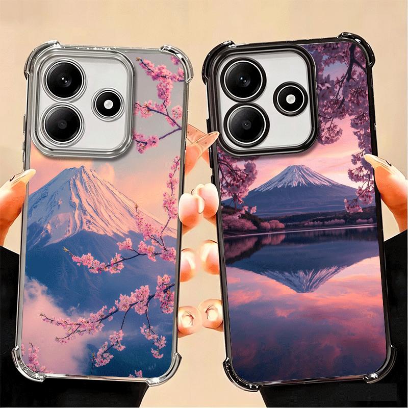 Японская Розовая Вишня Гора Фудзи Мягкий Чехол Для Телефона Для Xiaomi Poco X7 X8 Pro Max X6 X5 X3 F8 Ultra F7 M8 M7 M5S Redmi 15C 15A 15 14