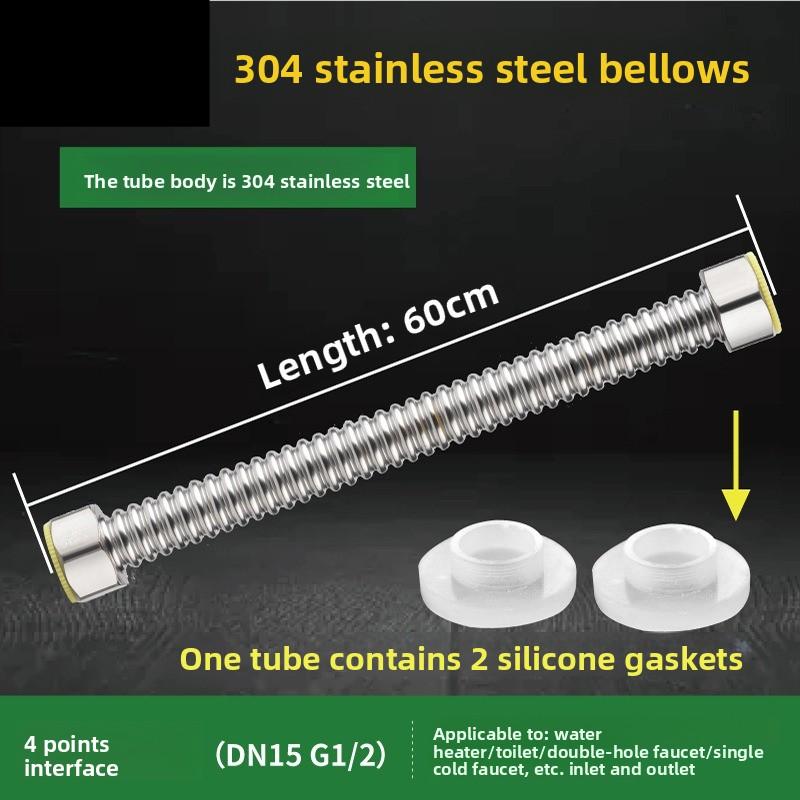 G1/2" Stainless Steel Corrugated Supply Hose Water Heater Connector Plumbing Pipe Hose Tube Thickened Extendable Hose Tube