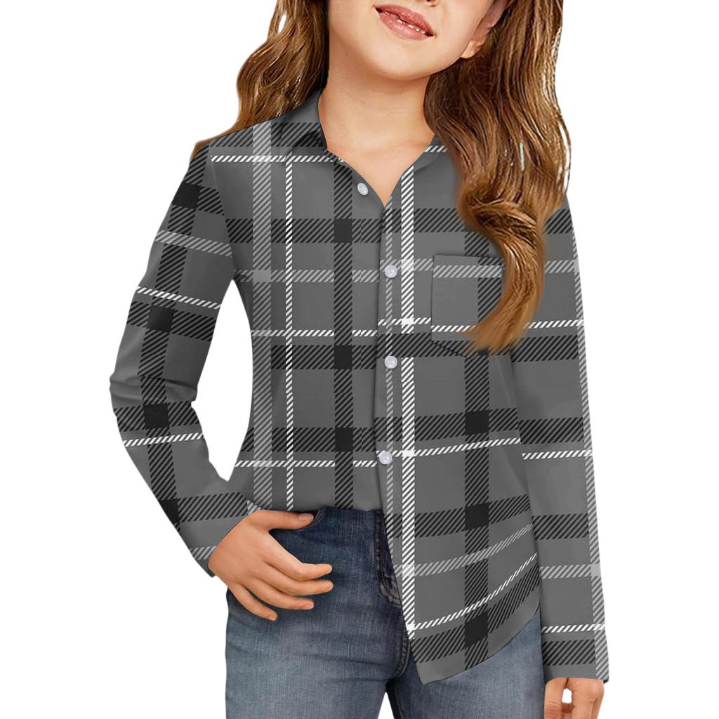 Girls' Button-Down Shirt - Long Sleeve Blouse