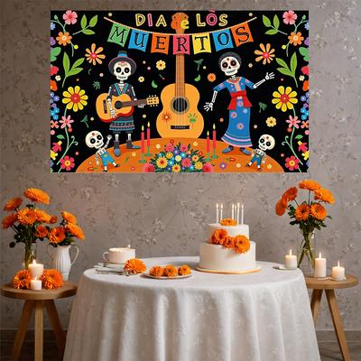 Мексиканский День Мёртвых Декорация Задник Подвесной Флаг Баннер Тема Мексики Хэллоуин Красочные Декоры Черепа Новинка Партийный Баннер