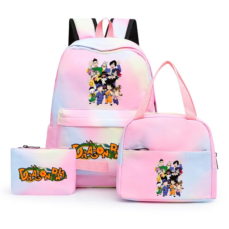 3Pcs/set Anime Dragon Ball Backpack for Girls Boys Back To Schoolbag with Lunch Bag Student Bookbag Men Women Travel Bag Mochila