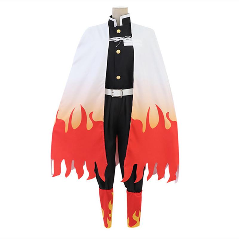 Anime Demon Slayer Kimetsu No Yaiba Rengoku Kyoujurou Cosplay Kimono Costume Uniform Clothing for Halloween and Christmas