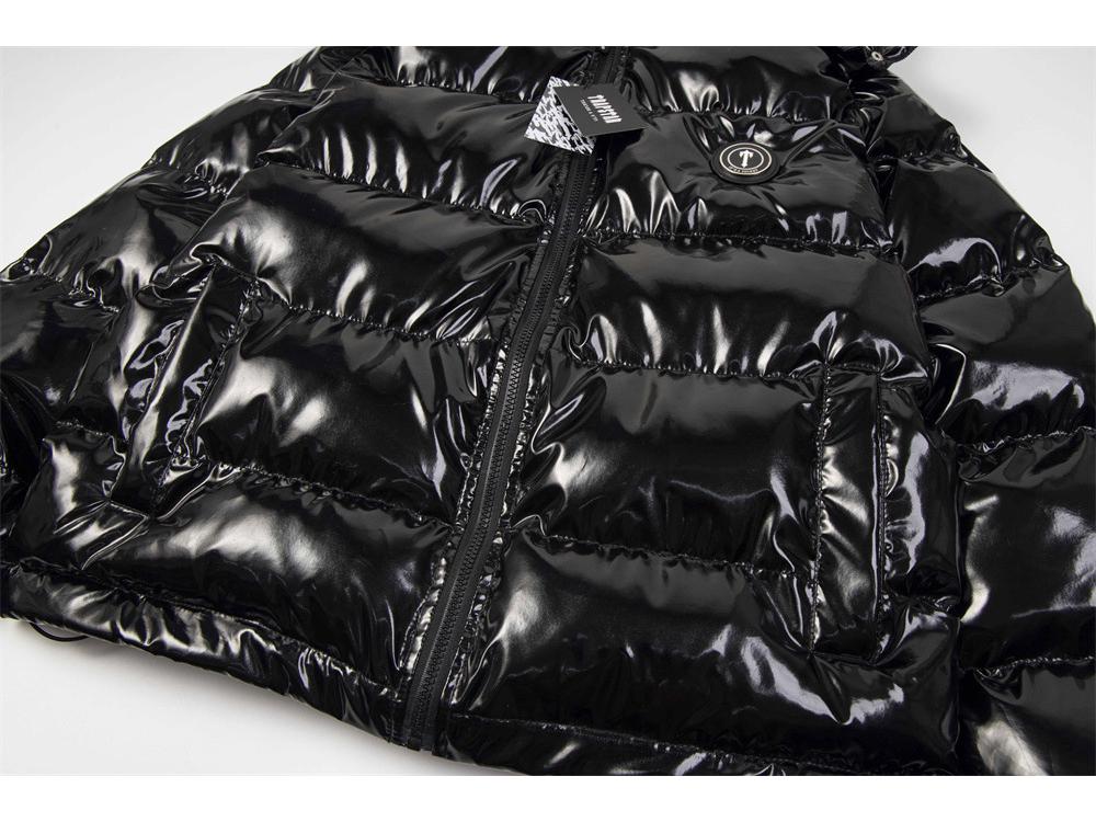 Стильная черная куртка Trapstar из ПУ кожи с отстегивающимся капюшоном - Утепленная хлопковая парка для пары В наличии