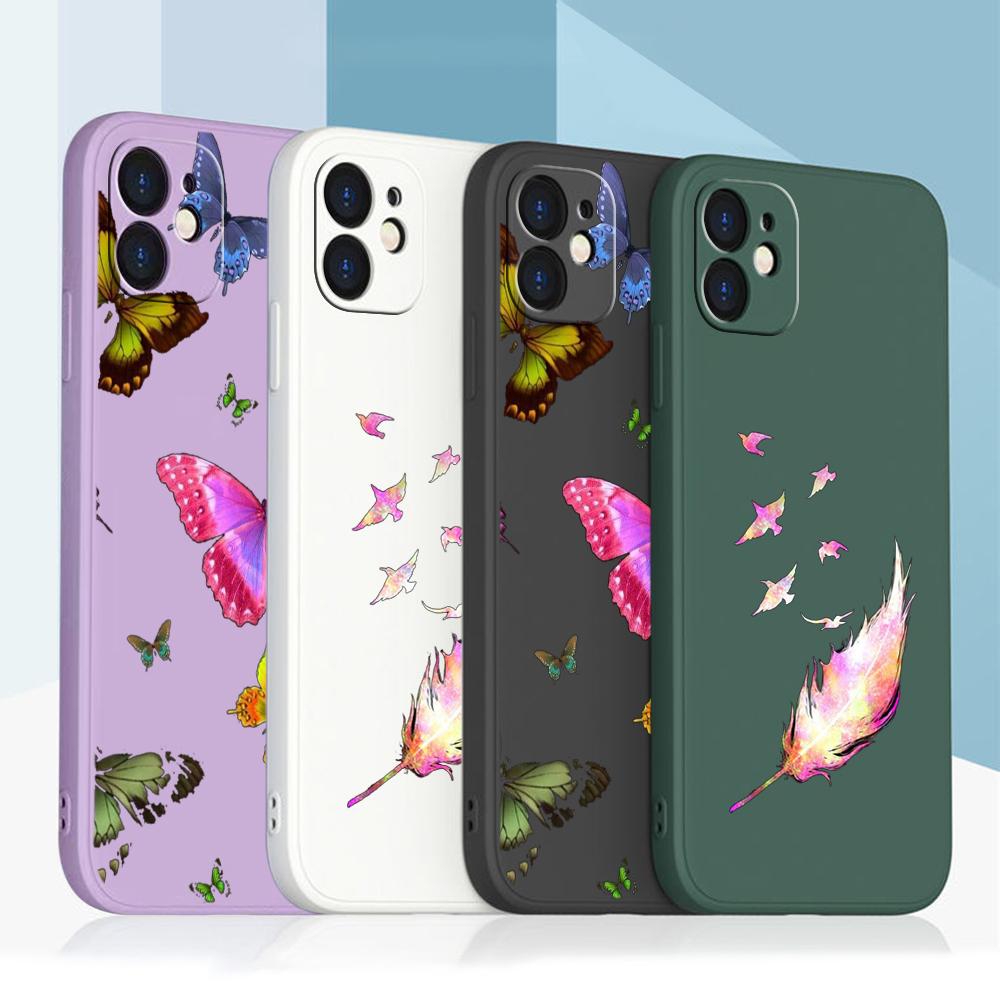 N76 Бабочка со шнурком Силиконовые чехлы для телефонов с прямым краем для Xiaomi Poco X5 F6 Redmi Note 13 Pro 12C Realme C55 Противоударный чехол Huawei