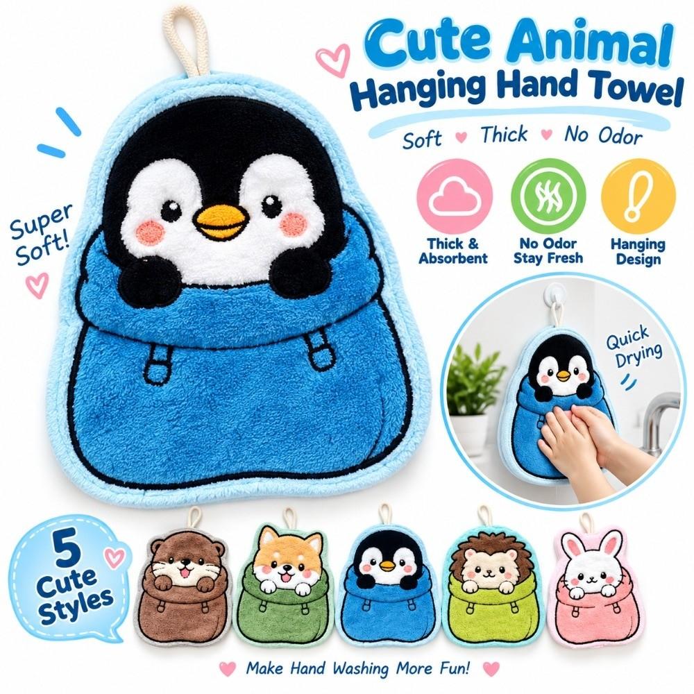 Coral Velvet Kitchen Cleaning Towel Cartoon Style Cleaning Rag Cute Hand Towel Household