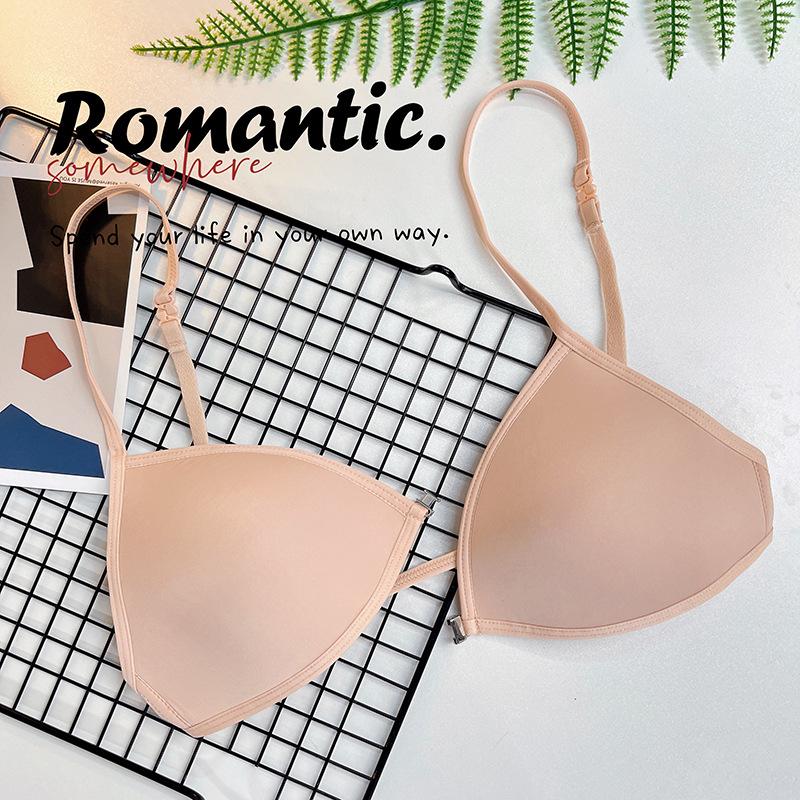 FINETOO Sexy Thin Seamless Bras Women Triangle Cup Underwear Female Beauty Back Front Buckle Bra Cross Straps Tops Lingerie