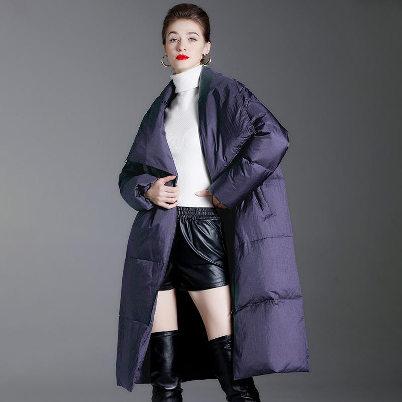 Autumn and winter new down jackets for women's long high-necked straight thin warm jackets thickened white duck down thickened for women