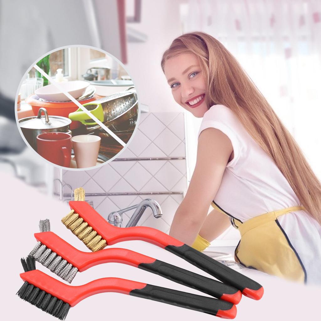 Набор проволочных щеток диаметром 7 дюймов с изогнутой ручкой для глубокой очистки грязи