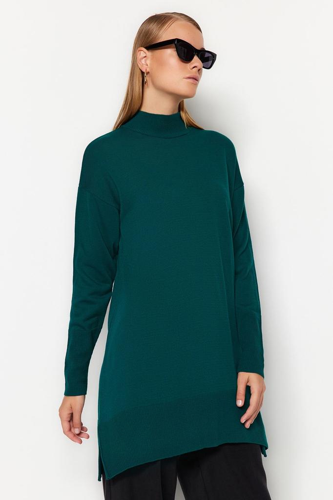 Женский модный стильный свитер в хиджабе, черный трикотаж с высоким воротником, свитер