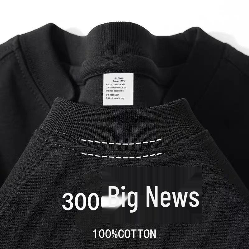 Мужская повседневная свободная футболка с коротким рукавом из плотного чистого хлопка