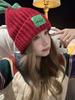 Осенне-зимняя шляпа-бини конфетных цветов с бантом для женщин, корейская версия, универсальная, подчеркивающая лицо, маленькая теплая вязаная шапка для студентов, милая шапка от холода