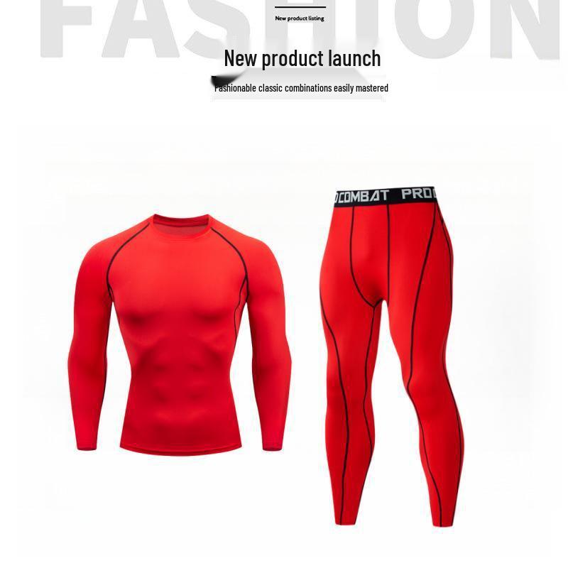 Мужской трансграничный фитнес-компрессионный комплект: Плотный базовый слой для спорта, баскетбола, футбола, бега и йоги.