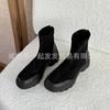 2025 Autumn and Winter New~ Comfortable and Versatile Thick-heeled Short Boots Women's Commuting Round Head Height Increase 4cm Thick-soled Martin Boo