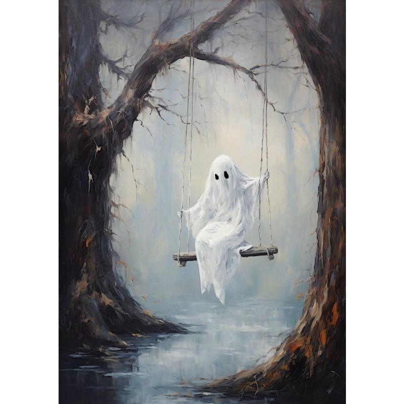 Призрак на унитазе, читающий газету, Постер, Мрачная викторианская картина на холсте, Веселое жуткое настенное искусство, Декор для комнаты, дома, стены