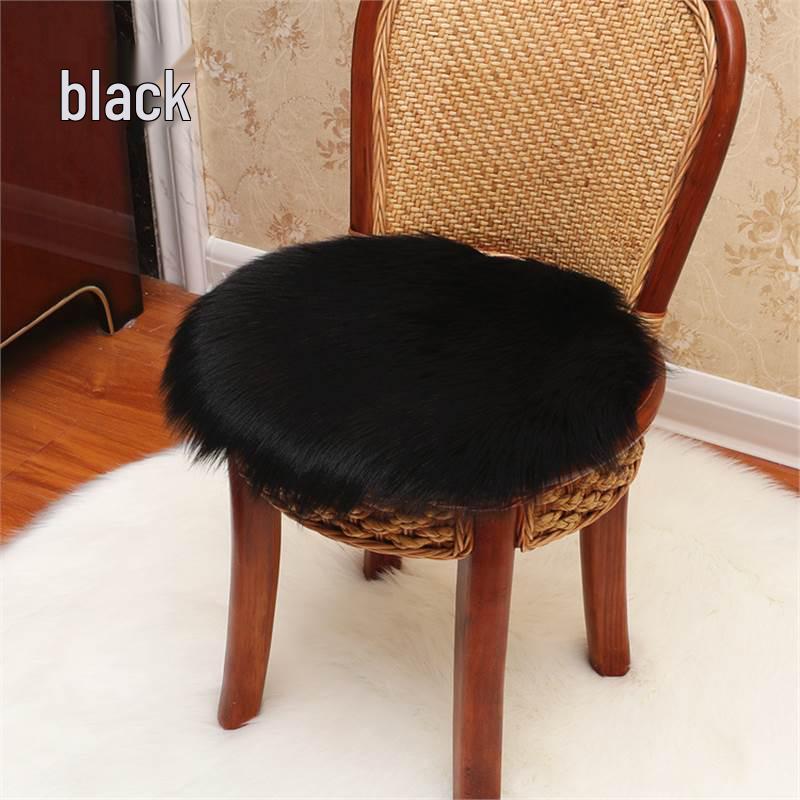 White Faux Wool European-Style Plush Cushion for Butterfly Chair or Vanity Stool