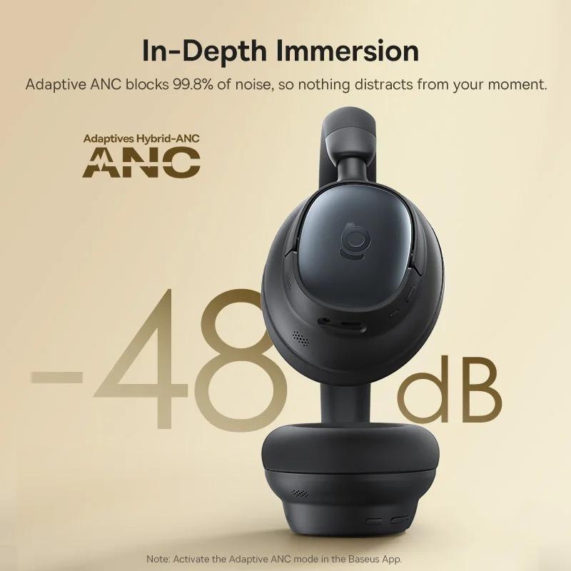 Baseus Bowie MH1 Headphones Wireless Bluetooth 6.0 Earphones Active Noise Cancellation Earbuds Hi-Res LDAC 80H Playtime Headset