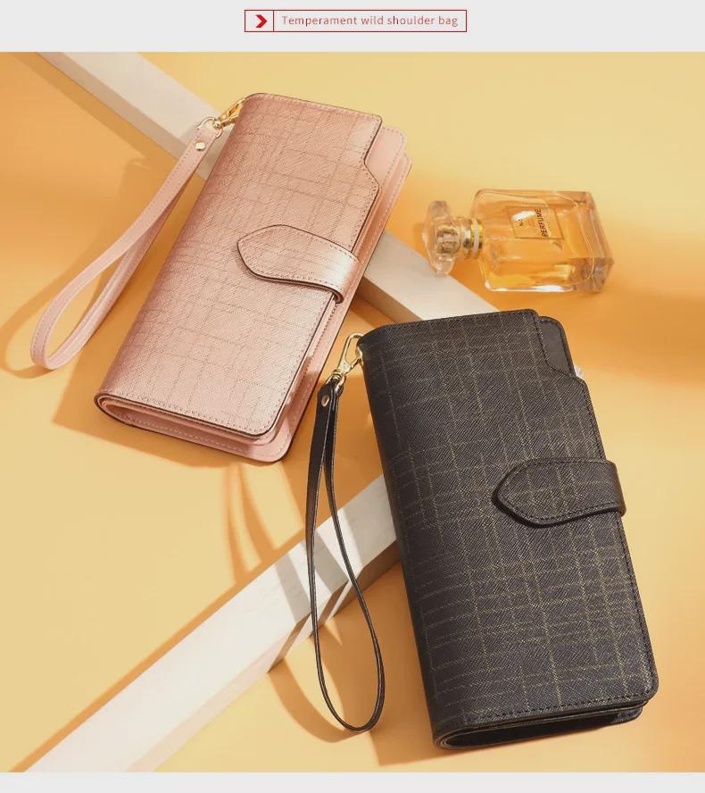 Женский роскошный двухслойный длинный клатч-кошелек из коровьей кожи 2024 года