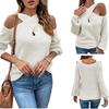 2024 New Fashion Women's Autumn/Winter Solid Color Cross Halter Shoulder Sleeve Knitted Sweater