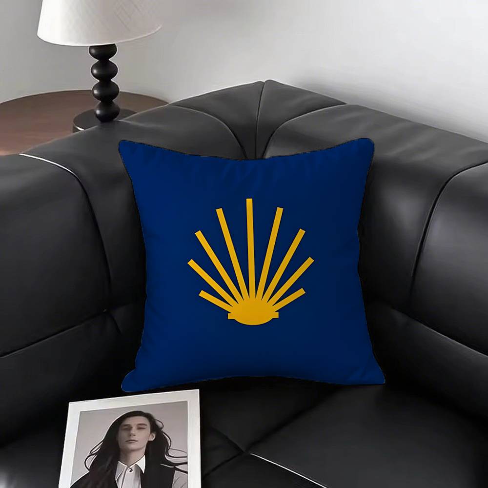 1pc Yellow Camino De Santiago Scallop Pillow Case Square Bedroom Sofa Leisure Comfort Cushion Car Living Room Home Decoration