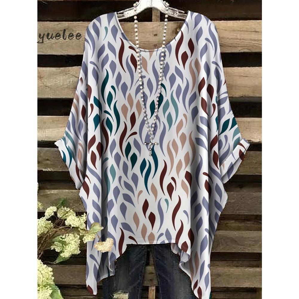 Летняя джинсовая ткань с имитацией, окрашивание tie-dye, печать, неровный подол, круглый вырез, женская, короткий рукав, для улицы, повседневная