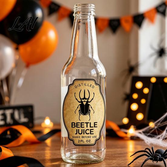 Self Adhesive Bottle Decals 12Pcs Halloween Wine Labels Vintage Retro Stickers with Witch Skull Nostalgic Paper Wraps Bat Pumpkin Design