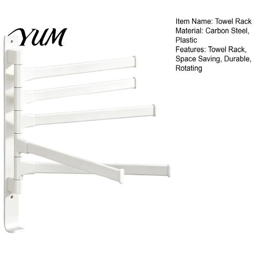 Heavy Duty Bathroom Organizer Swivel Towel Rack, 180 Degree Rotating Design, Wall Mounted Space Modern Hardware Aluminum Swing Holder, Anti-slip