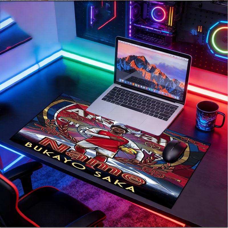 Custom Name Personalized Arsenal F.C Pattern Mousepad, Laptop PC Desk Mat, Decorative Desk Mat for Home Keyboard Pad Gift
