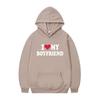 Mens Gothic Streetwear Hooded Sweatshirt With I LOVE MY BOYFRIEND Print Long Sleeve Loose Fit