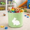 Embroidery Easter Rabbit Basket Plaid Easter Gift Basket Reusable Toys Storage Bag  Nursery Storage