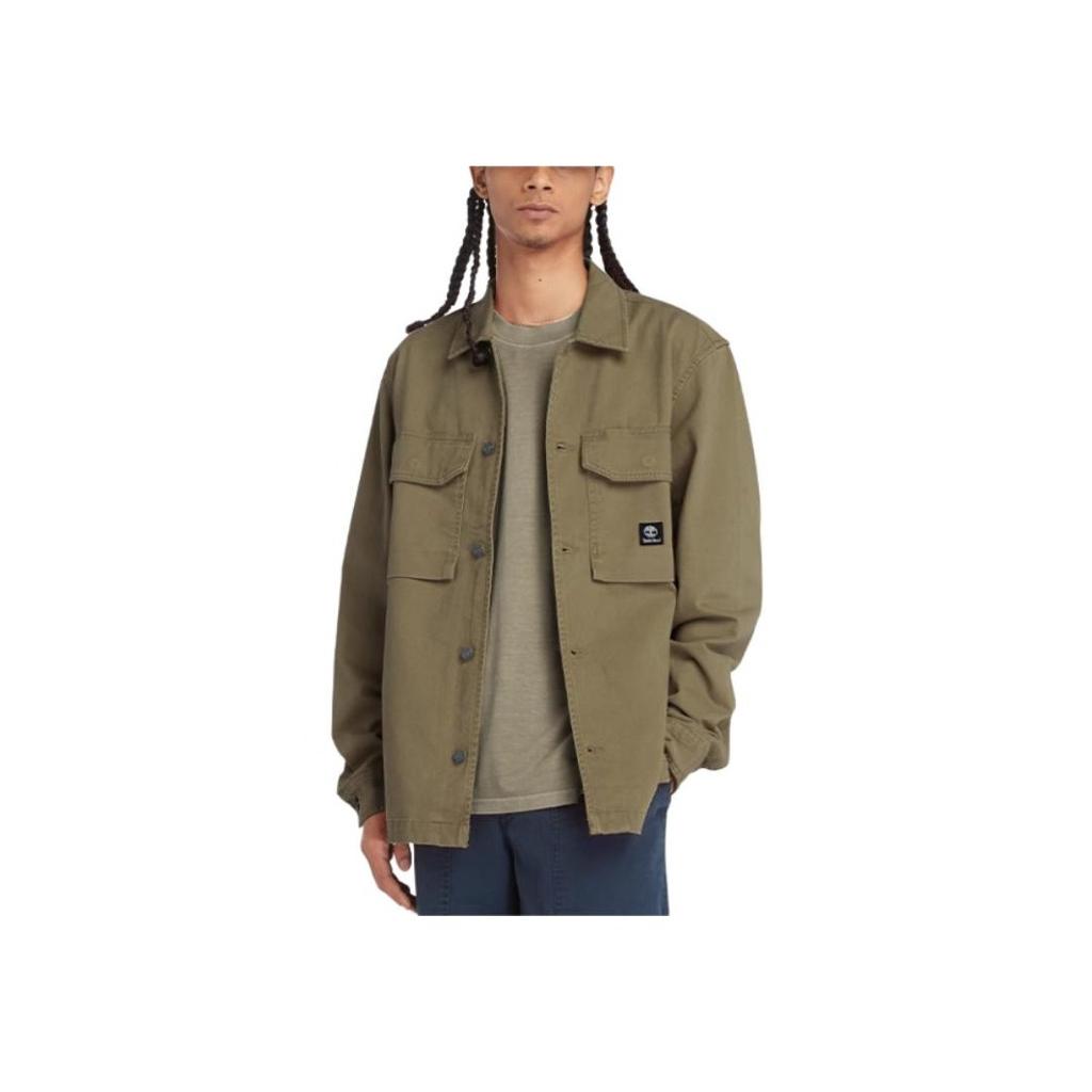 Timberland SS24 Повседневная свободная удобная рубашка в стиле куртки с длинным рукавом Мужские рубашки армейско-зеленого цвета A42K5-A58