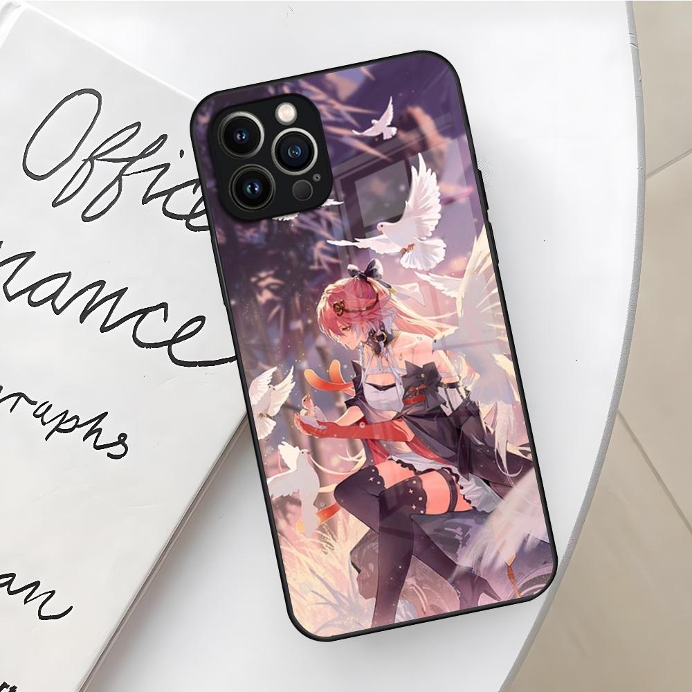 Чехол для телефона Wuthering Waves для iPhone 16 15 14 12 11 13 Pro Max Mini X Xr Xs Se 8 Plus Стеклянная крышка