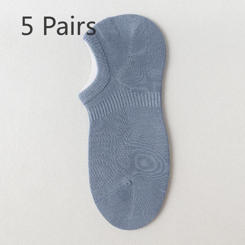 5 пар мужских сетчатых дышащих носков из чистого хлопка с защитой от скольжения и низким верхом и небольшим отверстием