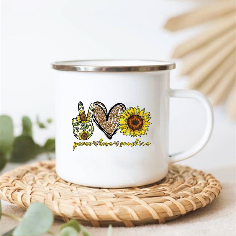 Кружки Peace Love Sunflower Elephant Print, нержавеющая сталь, чашка для кофе, оригинальные чашки для завтрака, кружка для сублимации, кружка для напитков, пивная кружка