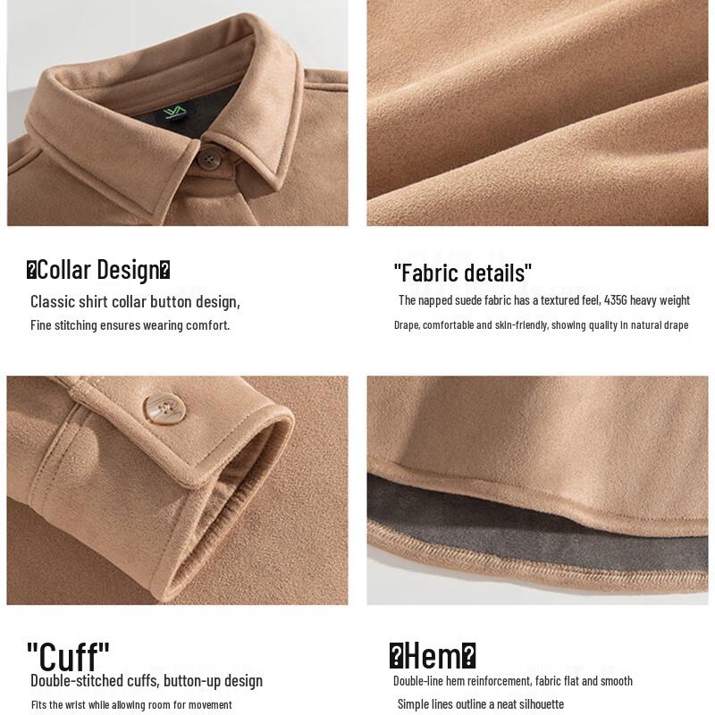 Fingercroxxit Unisex Fleece-Lined Suede-Look Winter Jacket