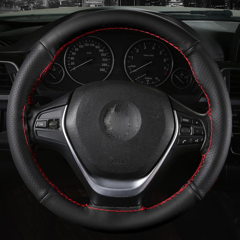 38 см чехол на руль автомобиля искусственная кожа сращивание противоскользящий плетеный чехол для руля с игольчатыми нитками
