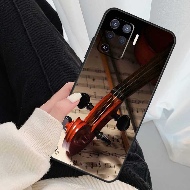 Элегантный футляр для нот со смычком для скрипки для Oppo A18 A38 A58 A78 A98 A80 A60 A40 A96 A76 A16 A94 A74 A54 A15 A17 A57 A77 A5 Pro