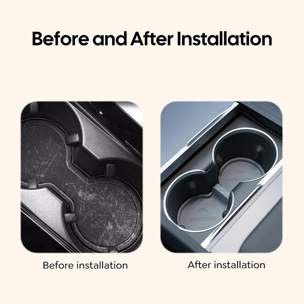 For Tesla Model Y Launch 2025 Model 3 highland 2025 Water Cup Mat Coasters Slots Non-Slip Mat Waterproof Drink Pad Accessories