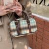 2023 Ретро клетчатая шерстяная сумка для боулинга для женщин - Универсальная сумка через плечо и сумка-мессенджер в студенческом стиле