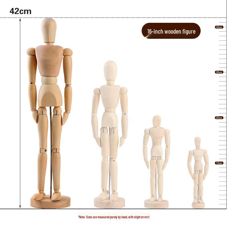 12" Flexible Wooden Mannequin for Art Drawing - Movable Jointed Hand Puppet Model