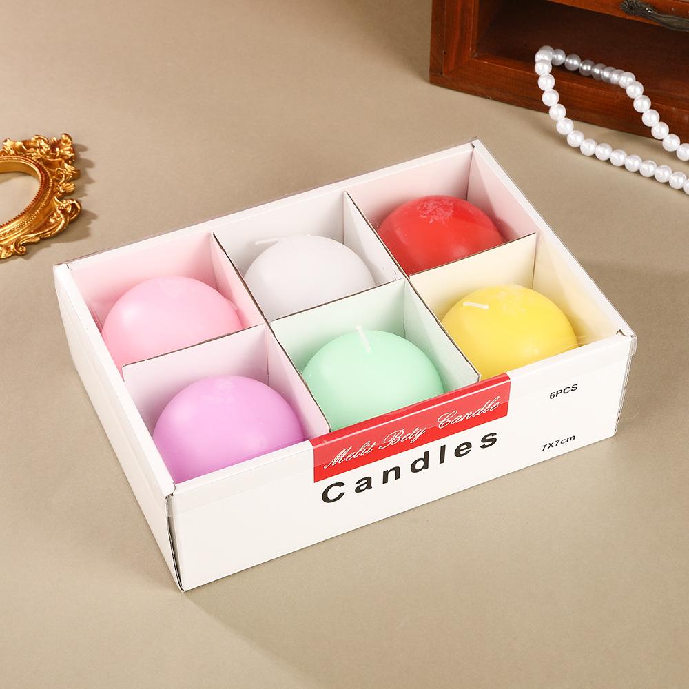 Creative Seven-color Spherical Candle Household Non-romantic Wedding Handmade Round Ball Small Candle Set Box