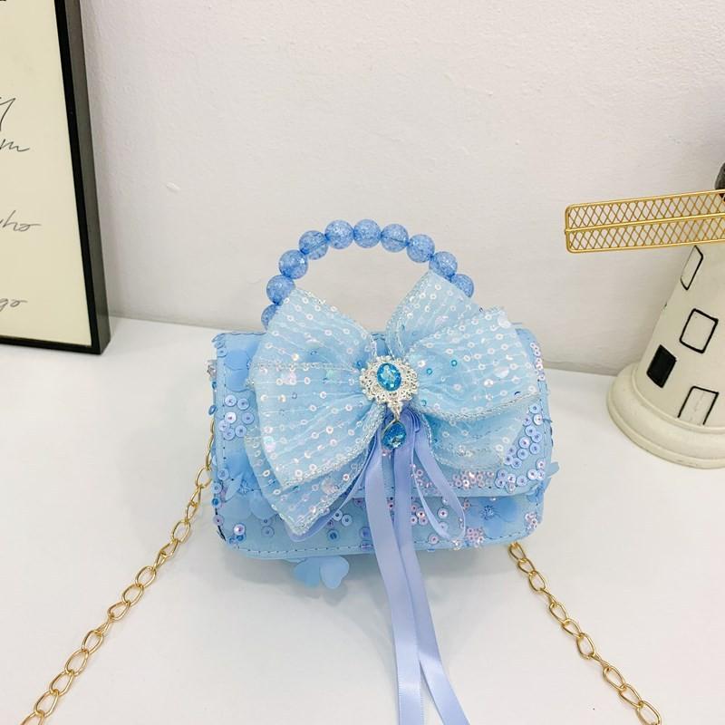 Trendy And Cute Kids Pearl Handheld Bag With Lovely Bow And Breathable Pvc Material