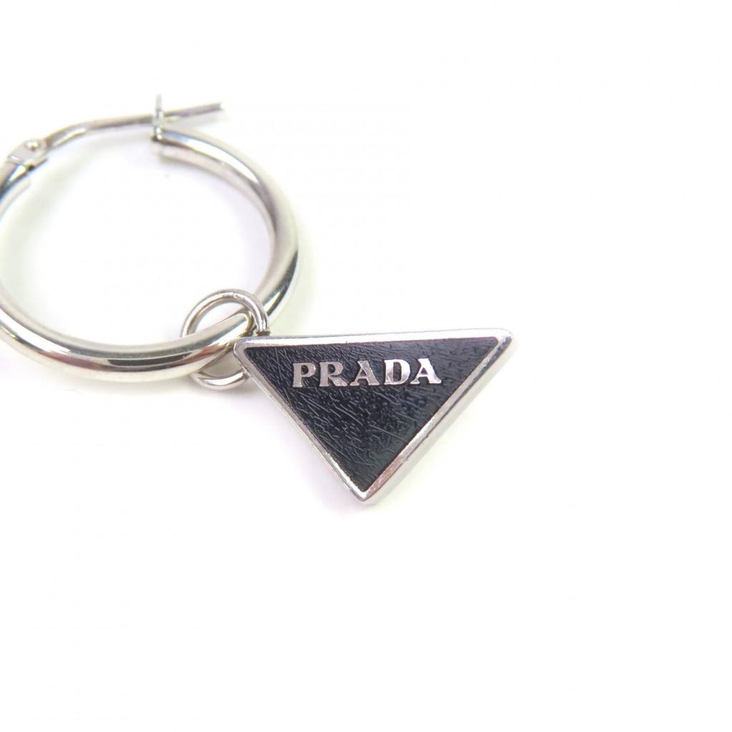 Great PRADA Pierce Symbol Pendant Pierce Black Silver AG925 Women 2JO750 Used