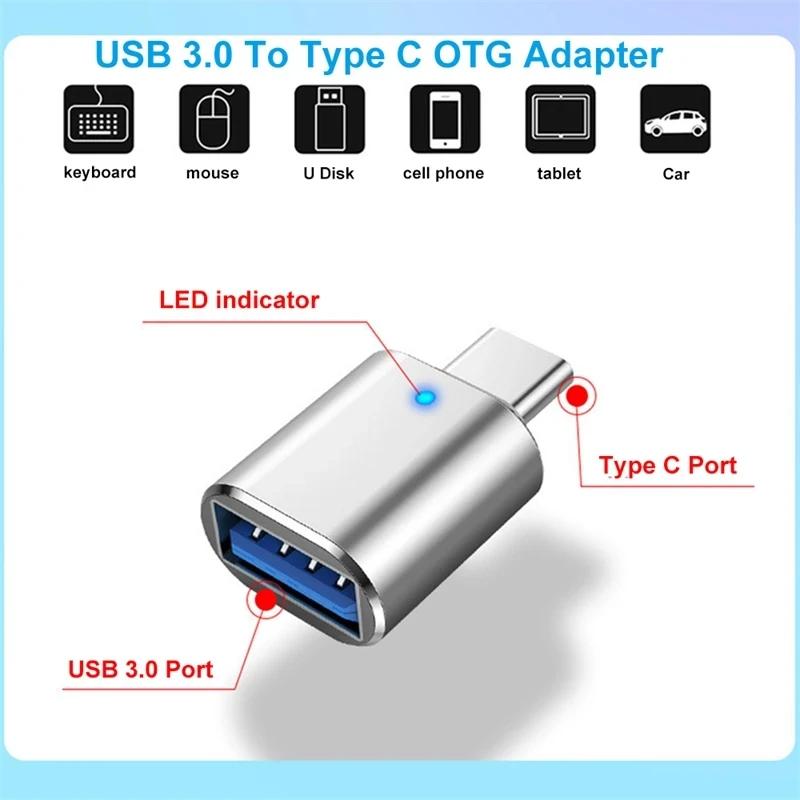 Адаптер USB 3.0 - Type C LED OTG - USB C USB-A - Micro USB Type-C Female Connector для адаптеров HUAWEI Samsung Xiaomi POCO