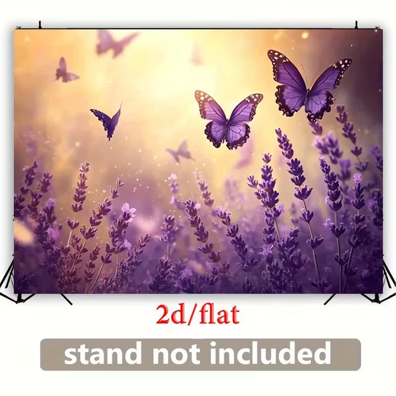2D Purple Butterfly Lavender Backdrop 2D Flat Party Background